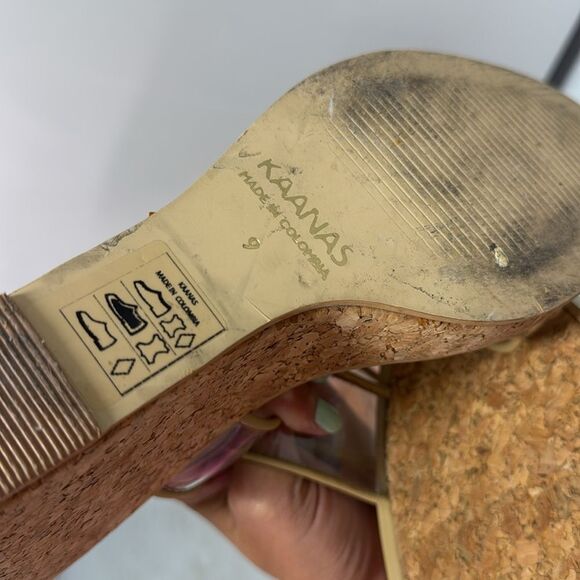 Kaanas Tan Cork Wedge Sandals with Clear Straps - Like New Condition - Size 9 - Picture 4 of 6